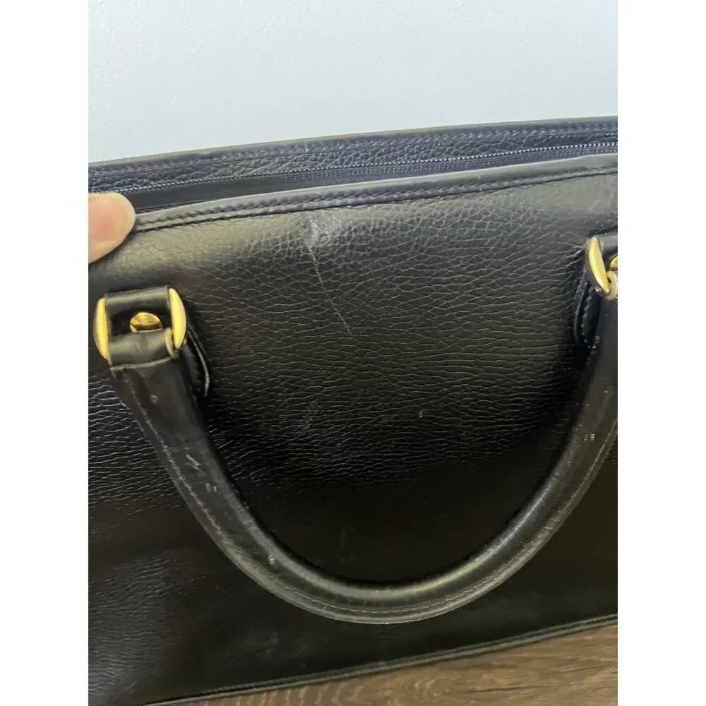Mark Cross Vintage Leather Briefcase laptop bag Black Shoulder Bag Top Handle